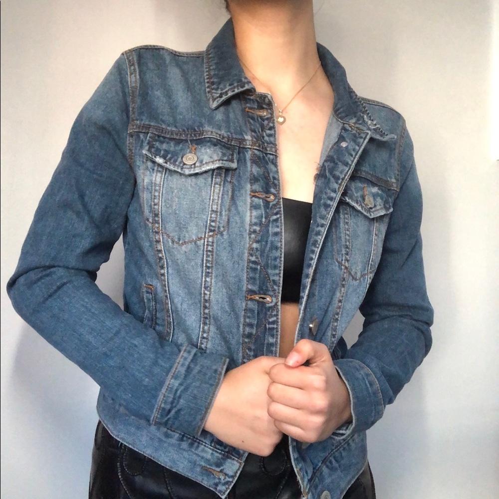 Mudd Lightly Distressed Medium Wash Denim Jacket